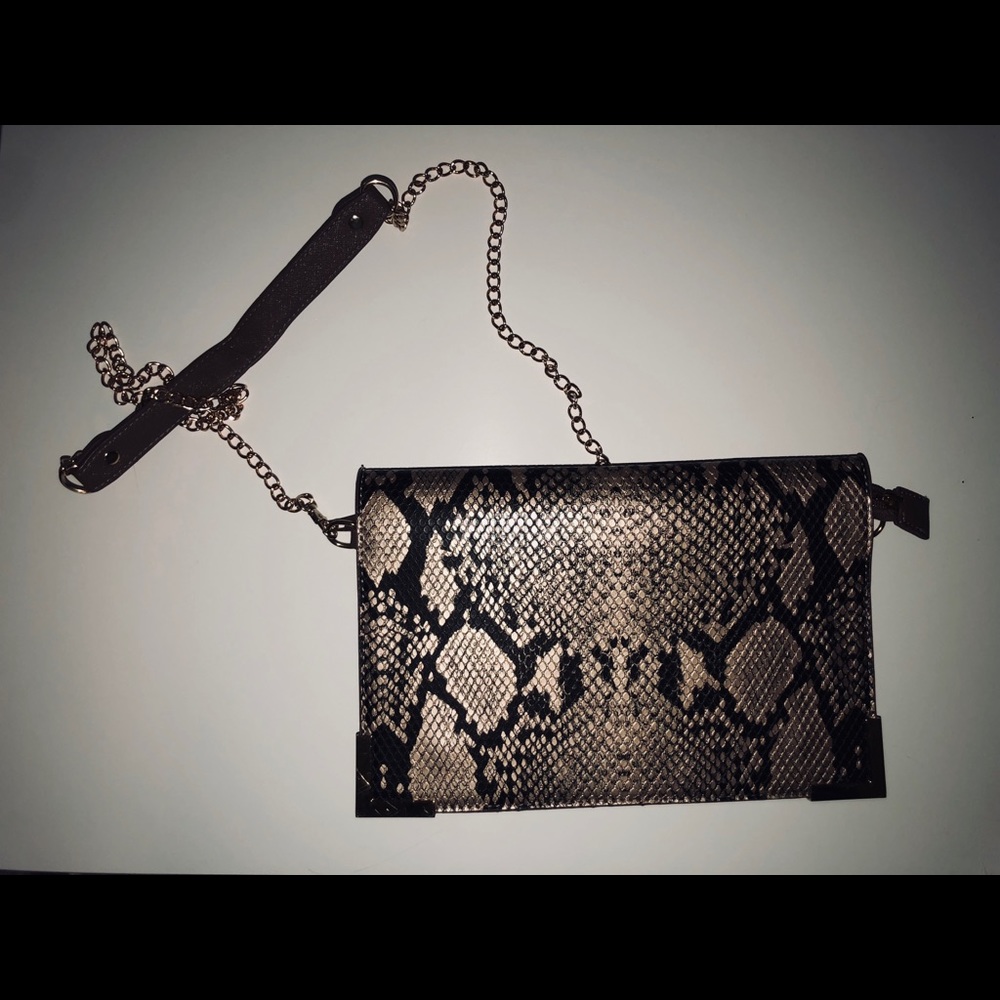 Faux snakeskin crossbody bag